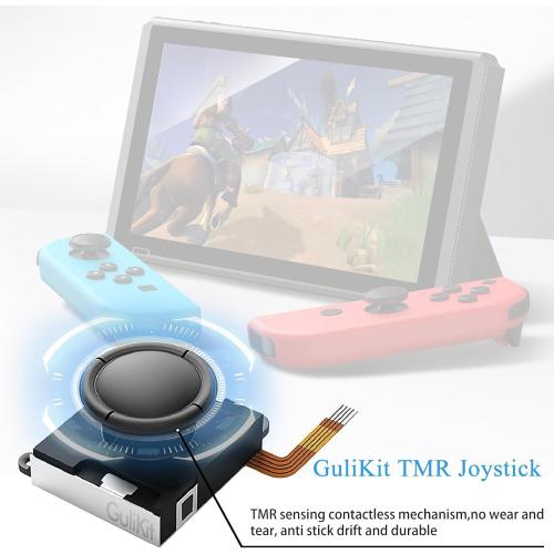 GuliKit Switch JoyCon Joystick Replacement, TMR Joystick, Updated Anti-Drift TMR Electromagnetic Joystick For Switch LCD/OLED Joy Con & Switch Lite with Repair Kit Accessories (2 Pack)