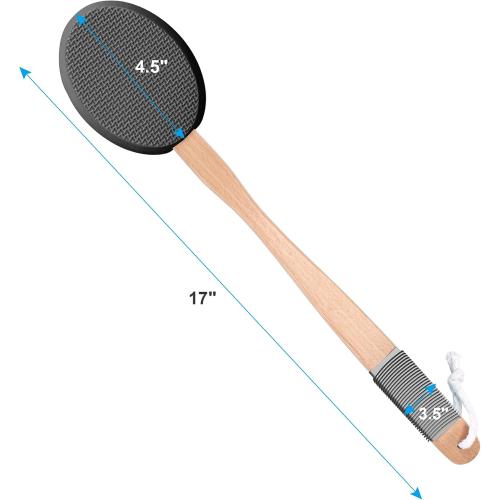 AmazerBath Lotion Applicator for Back, Feet, 4 Replacement Pads with 17 Curved Handle, Back Sunscreen Applicator for Kids, Elderly, Women, Apply Skin Cream Medicine Moisturizer Tanner, Black