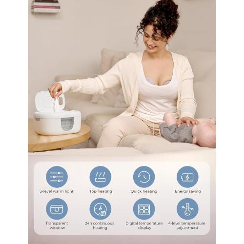 Momcozy Baby Wipe Warmer, Innovative Spring Design,Large Capacity Dispenser