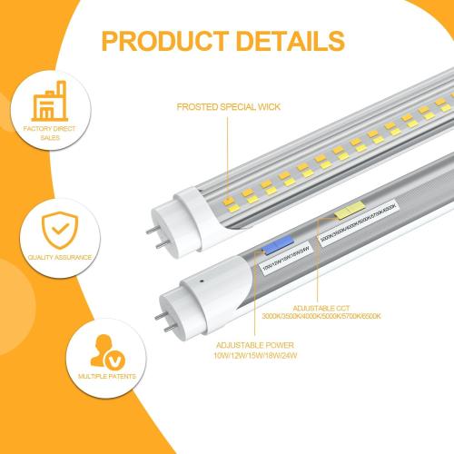 T8 T12 LED Tube Light Bulbs 4 Foot, 5 Power(10W-24W)& 6CCT(3000K-6500K) All in 1, Plug & Play or Ballast Bypass, T8 4ft Fluorescent Replacement, Durable Type A B Light Tube, ETL DLC (6Pack)
