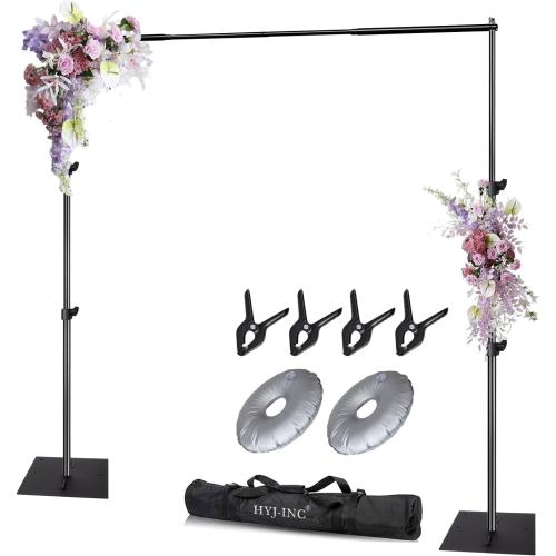 Pipe and Drape Photography Backdrop Stand Kit Adjustable Photo Background Stand 10ft x 6.5ft with Metal Base for Parties Weddings Birthday Party Events Photo Booth