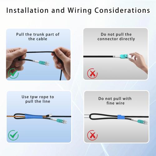 50M/165FT OM3/OM4 LC to LC Outdoor Armored Fiber Optic Patch Cable, Multimode Duplex 50/125μm, 10Gb/40Gb/100Gb, Industrial TPU Jacket, Direct Burial, Uniboot, MMF, OD 5mm, Pulling Eye Kit Installed