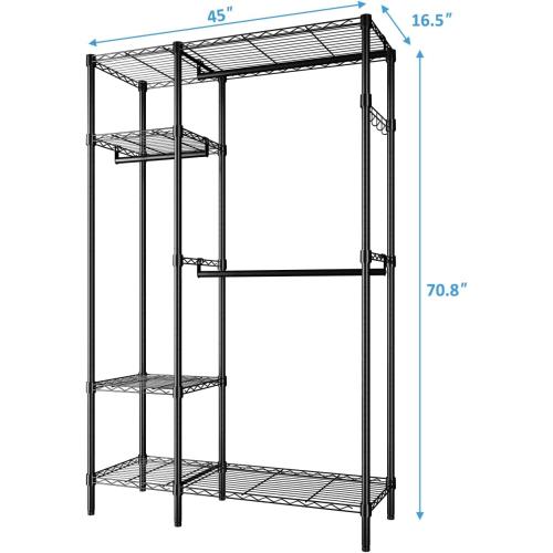 Clothing Racks For Hanging Clothes Rack Portable Closet Garment Coat Rack With Shelves, Hanger Stand Wardrobe Closet,Portable Clothing Rack for Hanging Clothes, Closet Organizers and Storage System