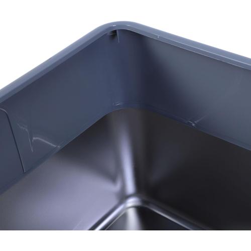 Stainless Steel Cat Litter Box Large High Sided Open Top Anti Splashing Easy to Clean Kitty Litter Tray for Indoor Cats Multi Cat Households Durable Proof Odorless 19.7 x 13.8 x (Grey)