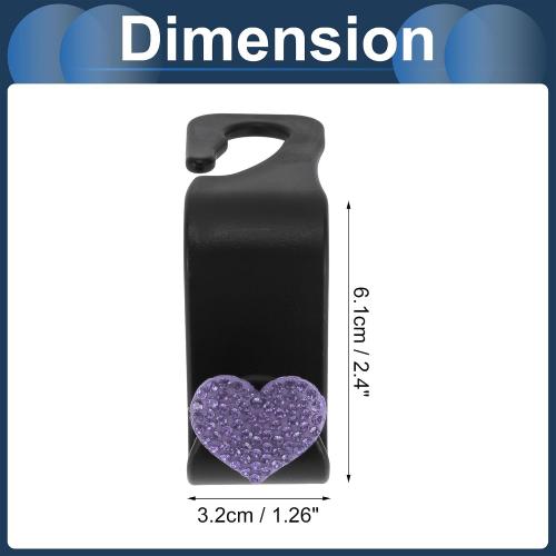 Car Seat Headrest Hook Interior Accessories for Most Car, SUV, Truck Car Seat Back Organizer Hooks Plastic Rhinestone Sturdy Purple 2.4x1.26