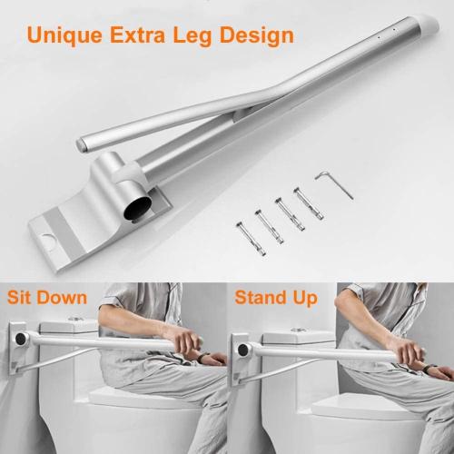 Toilet Grab Bar 29.5Inch, Stainless Space Aluminum Strong Bathtub Safety Rails Shower Grab Bars Handle for Elderly Seniors, Flip-Up Bathroom Hand Support, Handrails Arms Sturdy Mounted Bath Grips
