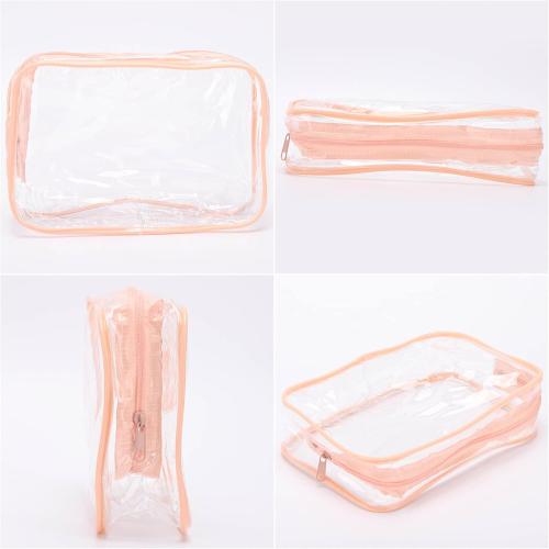 Tbestmax 10 Pcs Clear Cosmetic Bags Small Makeup Bags Portable Waterproof Travel Toiletry Bags Organizer Peach Pink, 7.5x 4.8x 2.3