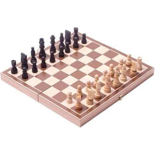 BlueSnail 15 Classic Vintage Standard Folding Wooden Chess Set, Foldable Games Board Crafted Carved
