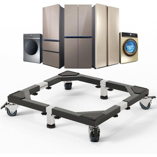 All Steel Mobile Base Heavy Duty Furniture Dolly Adjustable Mini Fridge Stand Washing Machine Stand Furniture Dolly for Washer, Refrigerator and Dryer yellow and grey with wheels