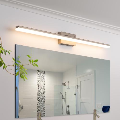 mirrea 48in LED Vanity Lights for Bathroom Brushed Nickel,Warm White 3000K | Over Mirror,Adjustable light angle,ETL listed,Dimmable,Bathroom lighting fixtures,Eye-friendly,Frosted acrylic shade