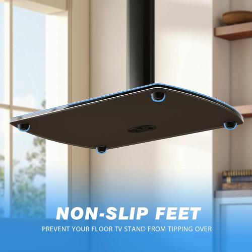 YOMT Universal TV Floor Stand with Mount for 27-70 Inch LCD LED OLED TVs, Swivel Height Adjustable Tall TV Stand, Space Saving Design for Corner Bedroom Living Room, Black