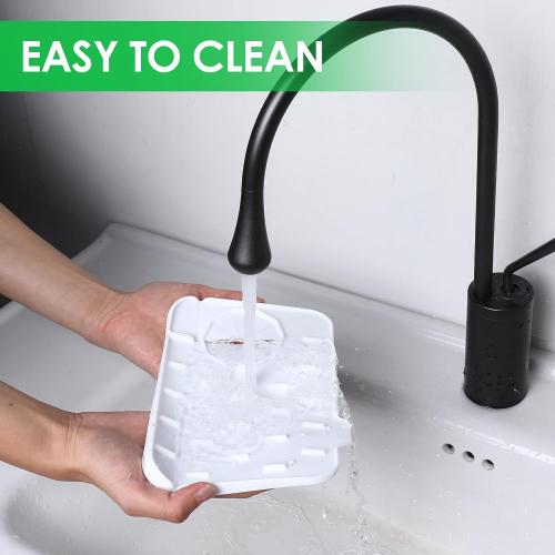 Sink Faucet Splash Guard Mat Silicone Soap Dish Pad Small Faucet Handle Drip Catch Sponge Holder Sink Protector Trays for Bathroom Kitchen Countertop Gadgets Accessories 8.3 x 5.7 Inch