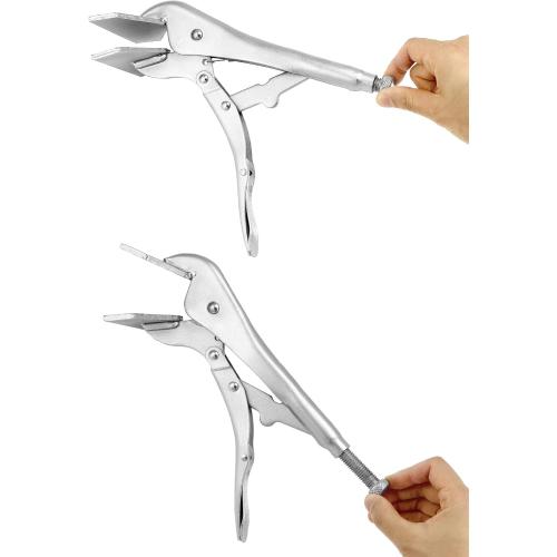 QWORK 10 Locking Sheet Metal Clamp, 2 Pack Welding Locking Plier Tools, Heavy Duty Sheet Metal Grip Tool, Adjustable Opening Nickle Plated Welding Plier