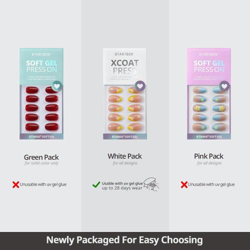 BTArtbox Press On Nails Short - Red Square Press On Nails with Glue for Women, Opaque Soft Gel Glue On Nails in 16 Sizes - 32 Stick On Nails Kit, Hot Lap