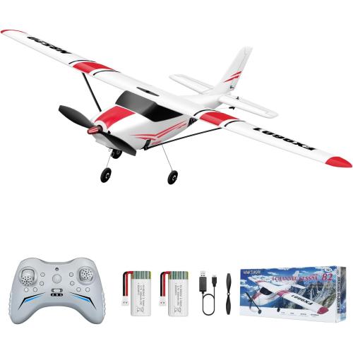 HAWK'S WORK 4 Channel RC Plane, Remote Control Airplane Cessna Ready to Fly, Brushless Motor 6-axis Gyro Stabilizer 3 Flight Mode Stunt Flying, Easy Trainer for Beginner & Kid