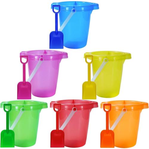 Holady 7.6 Inch Sand Beach Buckets Pail and Sand Shovels Set for Kids,Sand Bucket Water Bucket for Beach Fun Great Summer Party Accessory