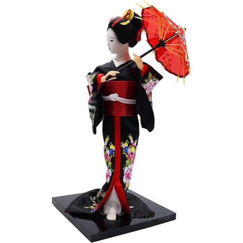 Earlyred 12 Inch Japanese Geisha Kimono Doll 30cm Asian Kimono Doll Collectible Figurine Decoration Gift Red