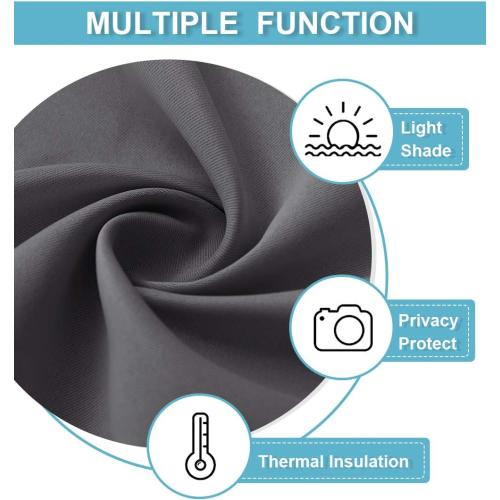 RYB HOME French Door Curtain - Blackout Privacy Thermal Insulated Window Curtain for Patio Glass Front Entry Back Door Kitchen Bedroom, Self Adhesive No Rod Needed, W26 x L69 inch, 1 Panel, Gray