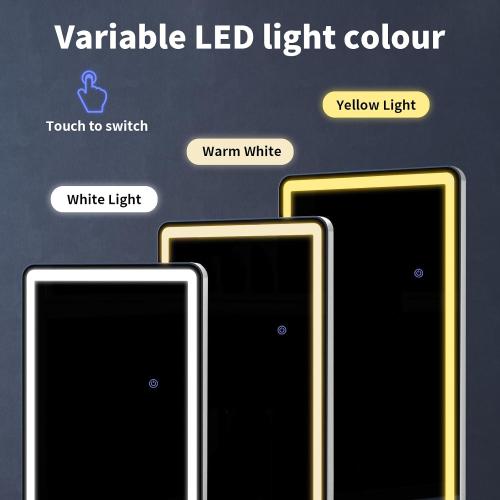 56x21 Large LED Full Length Mirror with Dimmable Lights | Light Up Floor Body Mirror with Lights-3 Color Modes,Standing Leaning Wall Mounted for Bedroom,Dressing Room