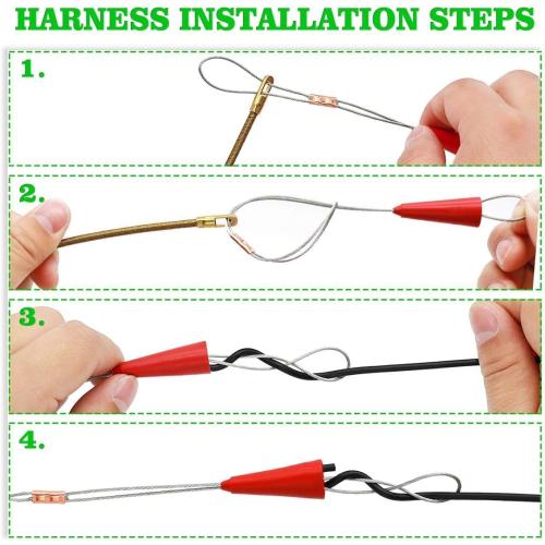 50 Feet Fiberglass Fish Tape Cable Rods, Electrical Wire Running Pull/Push Kit with Hook and Hole Kit Glow Rod, Hook Hole, Green