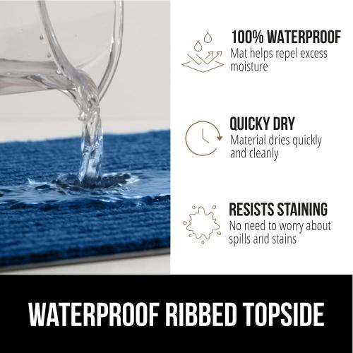 GORILLA GRIP Waterproof Traffic Guard Door Mat, 70x24, Heavy Duty Entryway Mats, Strong Backing Commercial Utility Rugs for Office Hallway, Garage Floor and Home, Low Profile Carpet Runner, Blue