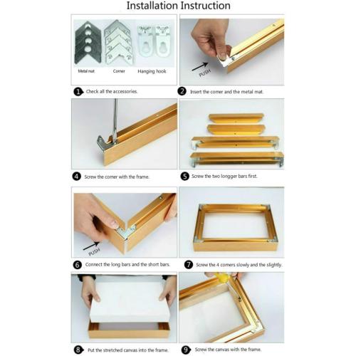 GVS-ART DIY Metal Floating Frame for 24X36“ Canvas Painting Art,1 1/2(3.8cm) Depth, Floater Frame,Mental Frame Kit, Cut to Pieces,Not Include Canvas or Mat Light Gold Frame