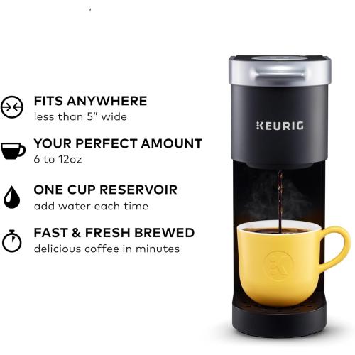 Keurig K-Mini Single Serve K-Cup Pod Coffee Maker, 6 to 12oz Brew size, with Cord Storage, Perfect for Small Spaces, Black