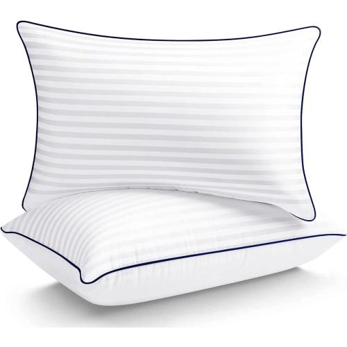 Bed Pillows for Sleeping, Full Standard Size Set of 2 Luxury Hotel Pillows with Premium Soft Down Alternative Filling for Back, Stomach and Side Sleepers
