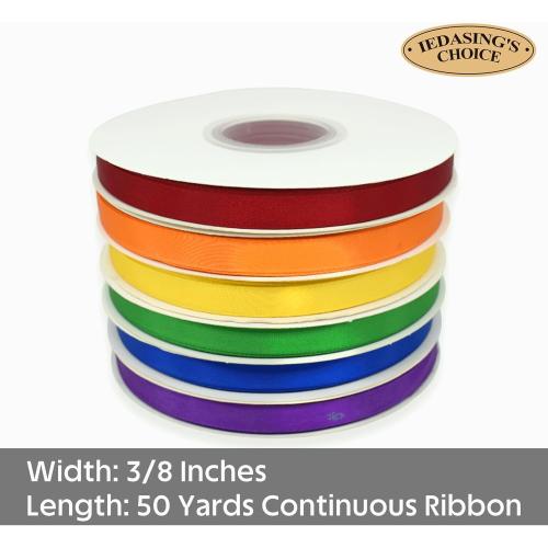 Turquoise Blue Ribbon 3/8 Inch x 50 Yards Satin Ribbon Continuous, Single Face, for Crafts, Gift Wrapping, Floral Bouquet, Weddings, and Decorations, with Spool