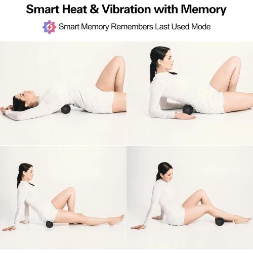 Vibrating Massage Ball with Heat, 7 Modes, Memory Function, Myofascial Release, Deep Tissue Muscle Recovery Ball for Trigger Point Massage - Mobility Ball Back & Hip Release Tool (Black)