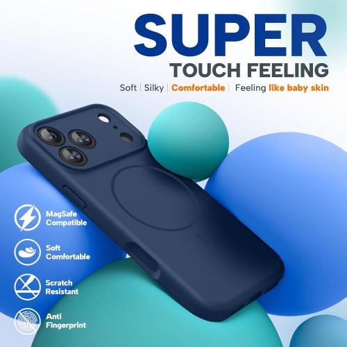 Miracase Silicone & Magnetic for iPhone 17 Pro Max Case, Dark Blue