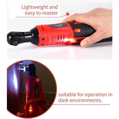 AOBEN Cordless Electric Ratchet Wrench Set, 3/8 12V Power Ratchet Tool Kit With 2 Packs 2000mAh Lithium-Ion Battery And Charger