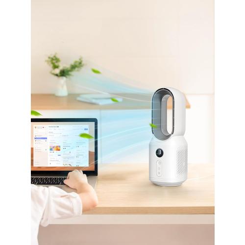 let'me 13 Inch Desk Fan, Bladeless Table Fan, 106° Oscillating Fan Touch Control with 3 Speeds and Night Light, Small Quiet Desk Fan for Personal, Office, Nightstand