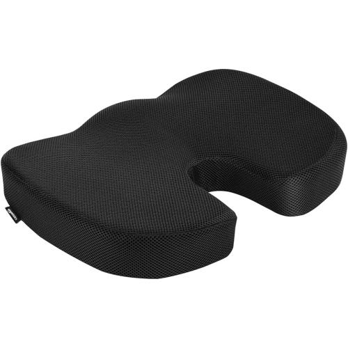 Amazon Basics Comfortable Seat Cushion for Office Chairs, Enhanced Memory Foam with Cooling Gel, Non-Slip, Long Sitting Support, Black