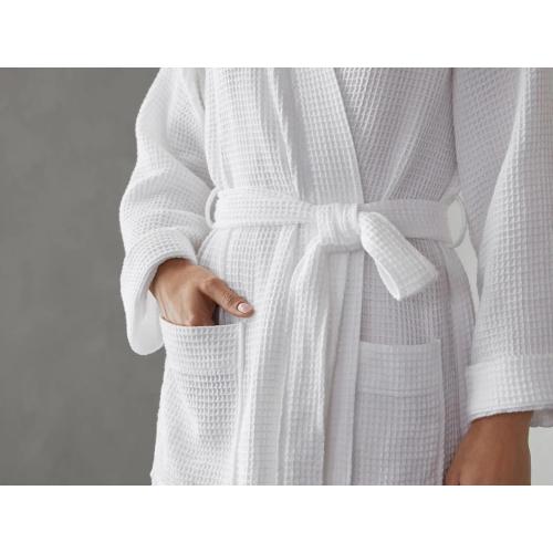 Coyuchi Unisex Organic Waffle Robe, Long Bathrobe, Cotton, Alpine White, (S-M)