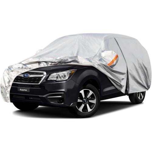 Kayme 6 Layers SUV Car Cover Custom Fit for Subaru Forester（1997-2025） Waterproof All Weather for Automobiles, Outdoor Full Cover Rain Sun UV Protection.Silver