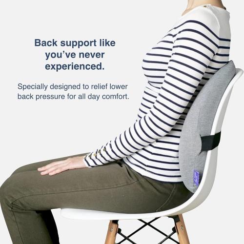 Color Black C CUSHION LAB Extra Dense Lumbar Pillow - Patented Ergonomic Multi-Region Firm Back Support for Lower Back Pain Relief - Lumbar Support Cushion with Strap for Office Chair, Car, Sofa, Plane - Black