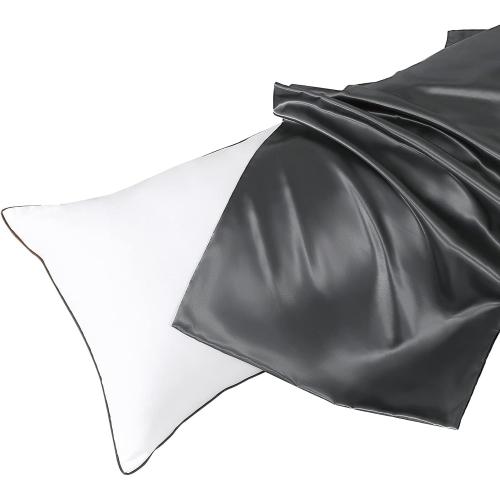 GREY SOFT HUXMEYSON Body Pillow with Satin Pillowcase, Cooling Body Pillow for Adults, Removable Cover, Grey (20x54)