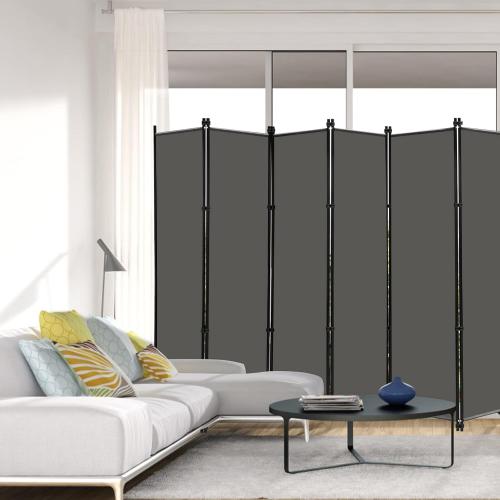 MAYOLIAH 6 Panel Folding Privacy Screen 9ft Wide, 6ft Tall Partition Room Divider Portable Office Walls Dividers Room Separator, Grey