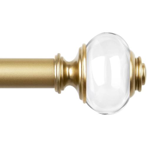 7/8 Inch Telescoping Splicing Drapery Rods for Windows 20 to 54 Inch, Gold Curtain Rods 32 to 58 Inch(2.6-7.2ft), Decorative Translucent Finials