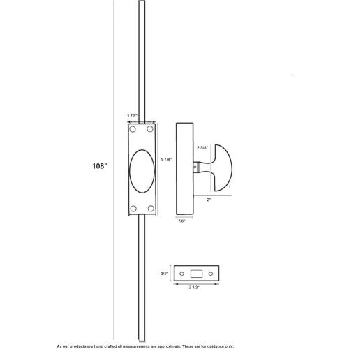 A29 Hardware 9 Feet Cremone Bolt for French Doors and Cabinets, Door Lock, Antique Iron Plain Style Cremone Bolt Door Hardware, Vintage and Stylish Home Decor, Black Powder Coat Finish