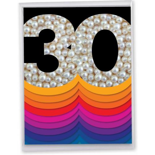 The Best Card Company - 30th Happy Birthday Card Jumbo (8.5 x 11 Inch) - 30 Years of Celebration Notecard for Birthdays, with Envelope - Bold Milestones 30 J6110AMBG