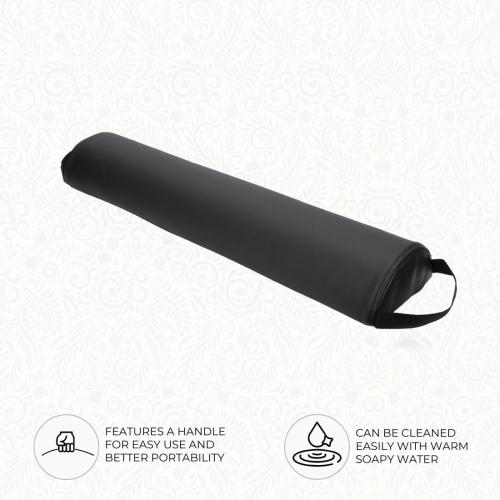 ForPro Premium Half-Round Bolster Pillow for Massage and Yoga, Oil and Stain-Resistant, 6”W x 3 H x 26”L, Black