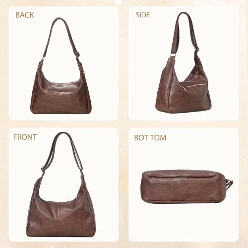 Women's Vegan Leather Handbag, Foldable Shoulder Tote, Crossbody Satchel Purse