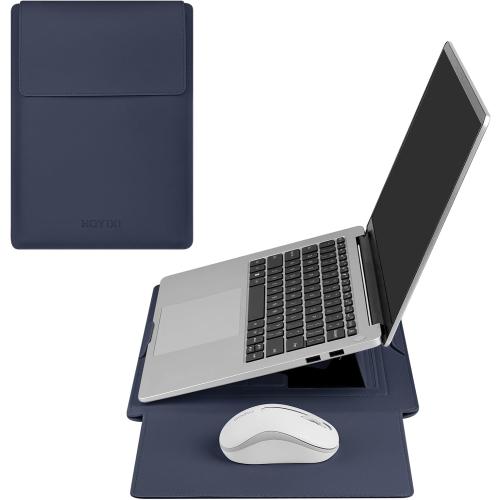 15.6 Laptop Sleeve Case PU Leather with Stand Compatible with MacBook Pro 16/15.4'' MacBook Pro 15, Mac Air 15/ Dell, Matebook,Asus,15-16'' Laptop Bag,(Patent Pending),Blue