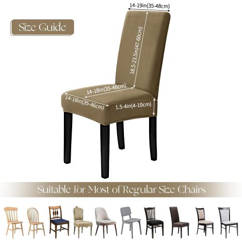 MOSAYT Velvet Stretch Chair Covers for Dining Room Set of 6 - Soft Slipcovers with Thick Removable Fabric for Parsons Chairs, Washable Seat Protectors for Kitchen, Banquet & Home Decor, Camel
