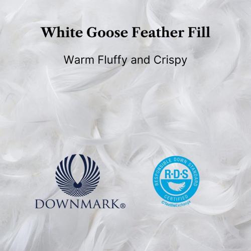 Royal Elite Goose Feather Down Comforter Queen Size-Made in Canada White Goose Feather Duvet Insert-Fluffy Hotel Comforter with Oeko Tex Cotton Shell