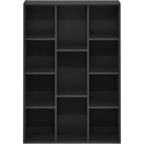Furinno LUDER Book Shelf, 11-Cube Bookshelf, Reversible Bookcase, 9.4 x 29.1 x 41.7, Easy Assembly, for Living Room, Bedroom, Home Office, Blackwood
