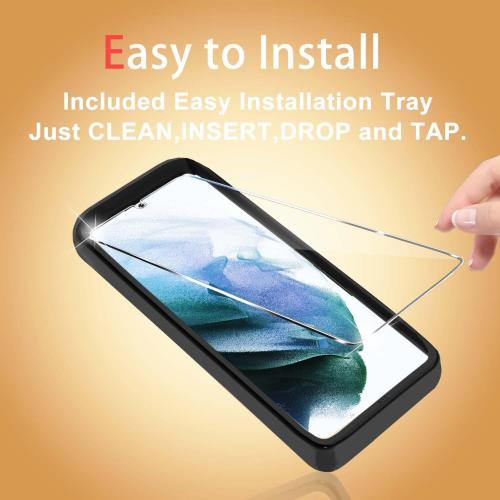 iAnder 3 Pack Glass Screen Protector for Galaxy S21, 3 Pack Camera Lens Protector with Easy Installation Tray, Supports Fingerprint Sensor, HD Retina Clarity, Case Friendly