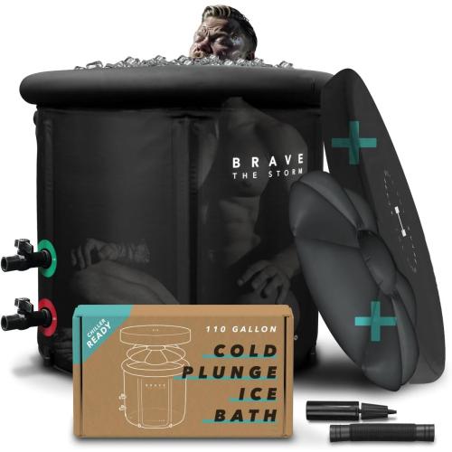 Black 30 Cold Plunge Tub for Ice Baths at Home - 110 Gal Outdoor & Indoor Cold Water Plunge Tub with Lid - Water Chiller Compatible - XL Recovery Cold Plunge for Athletes - Portable Ice Bath & Accessories